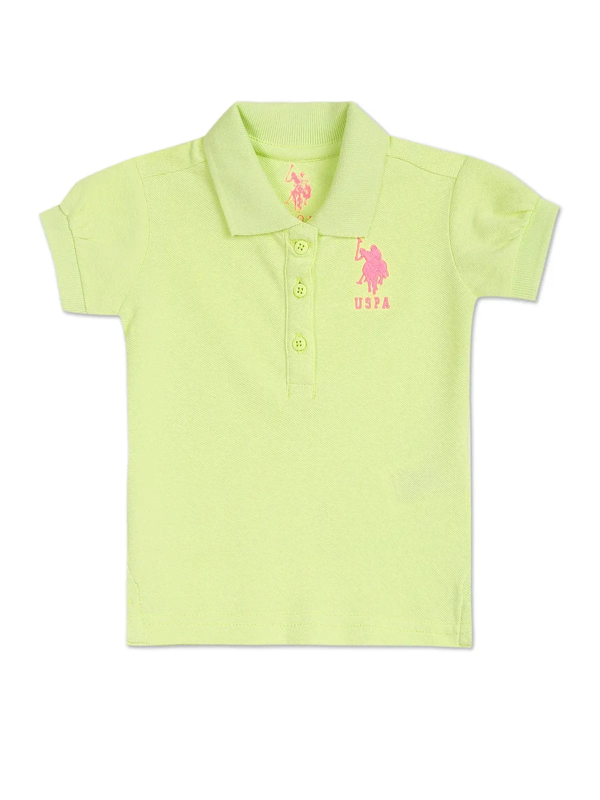 U S POLO ASSN lime green plain cotton t shirt