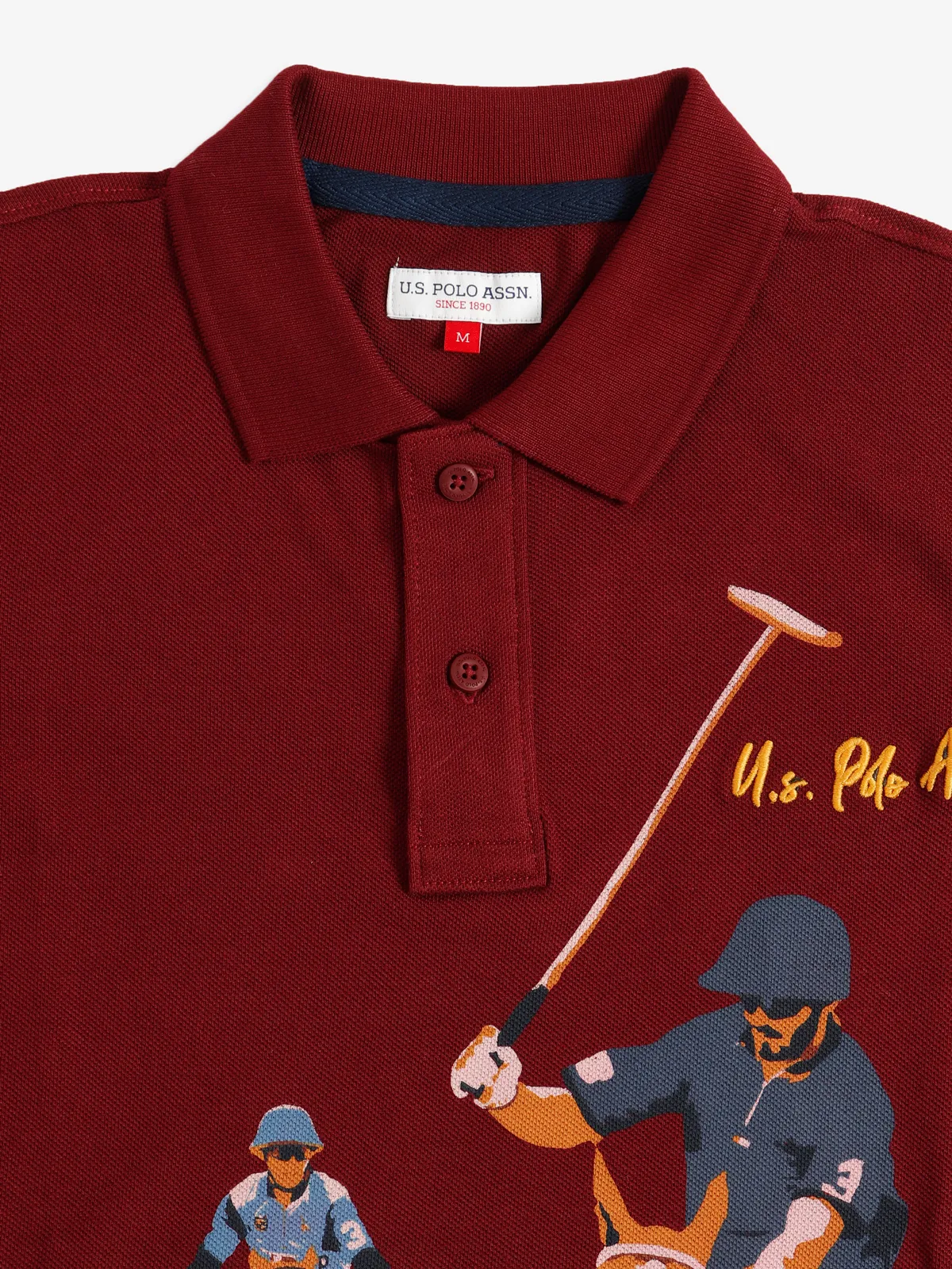 U S POLO ASSN maroon printed t shirt