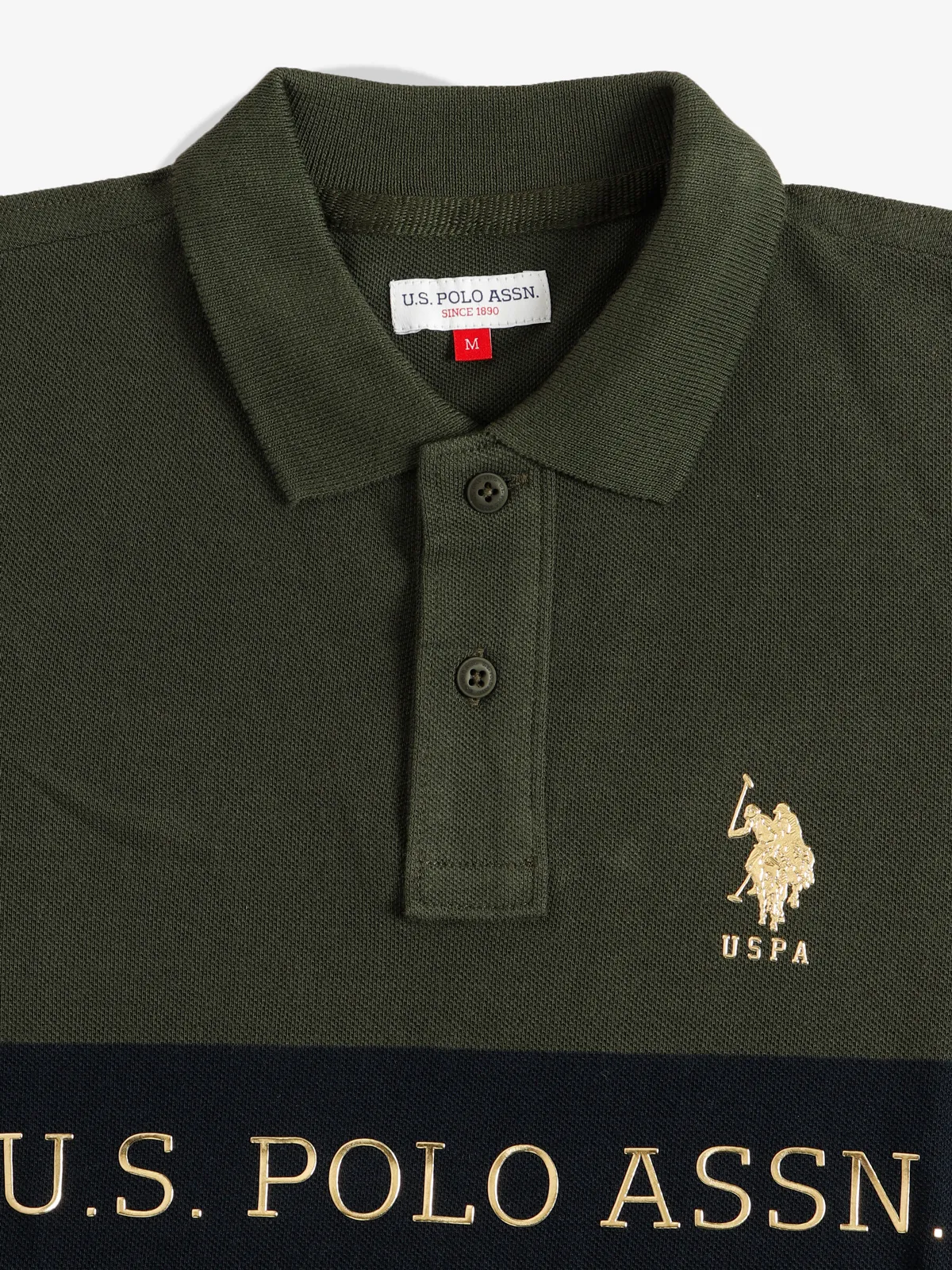 U S POLO ASSN military green polo t shirt