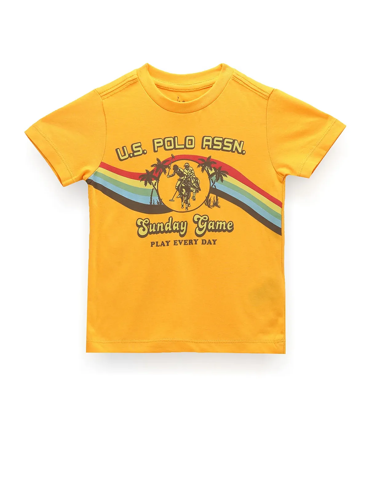 U S POLO ASSN mustard yellow printed t shirt