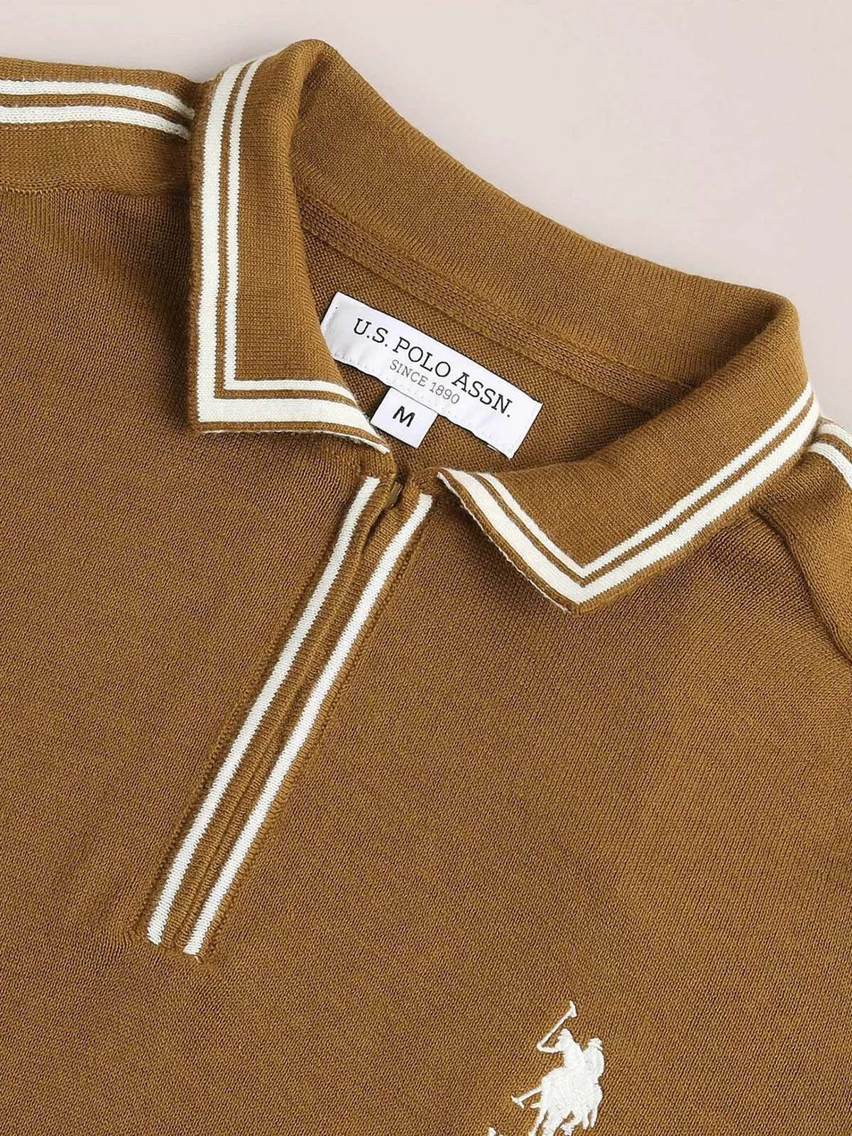 U S POLO ASSN plain brown cotton t-shirt