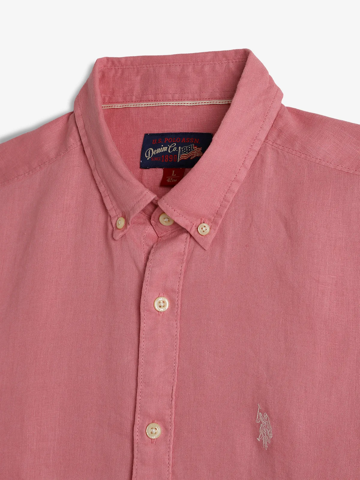 U S POLO ASSN plain cotton pink shirt