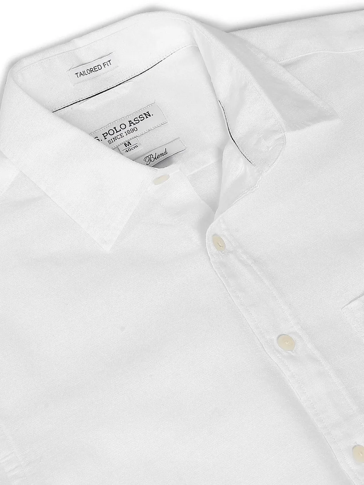 U S POLO ASSN plain white shirt in linen