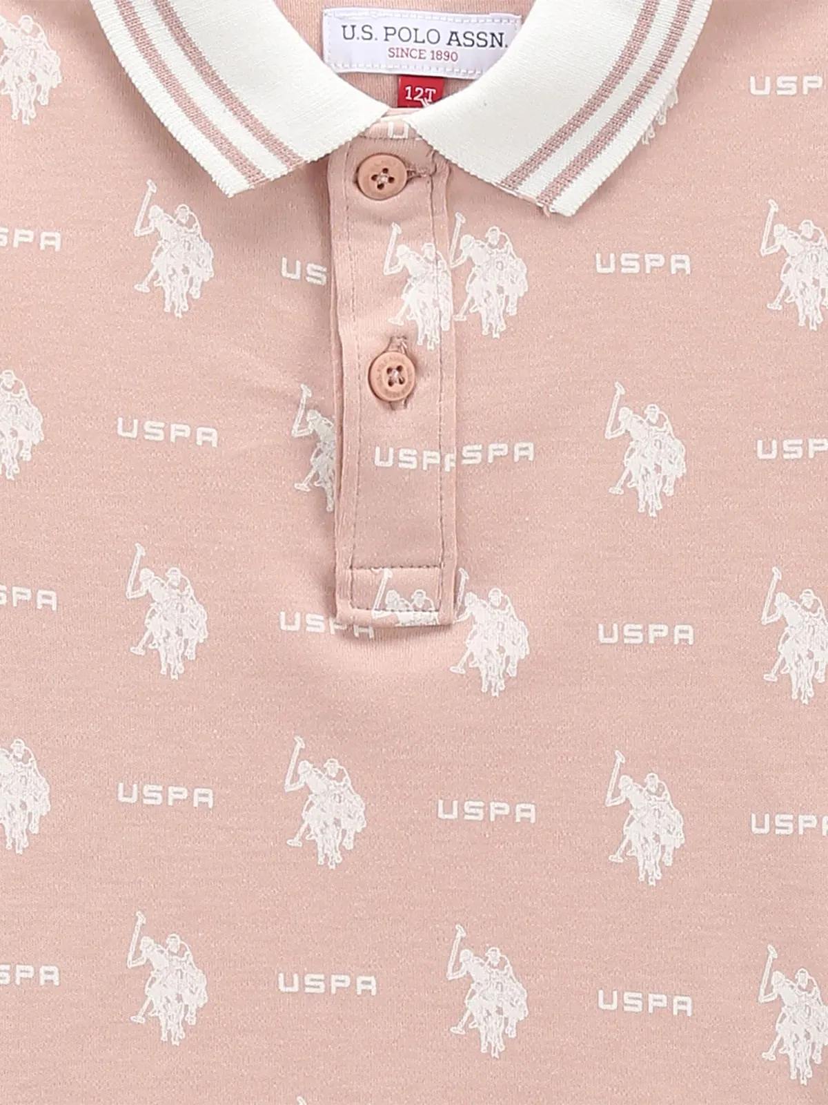 U S POLO ASSN printed peach cotton t-shirt