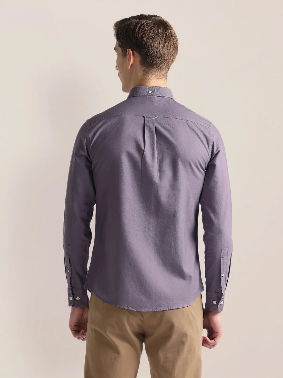 U S POLO ASSN purple plain cotton shirt