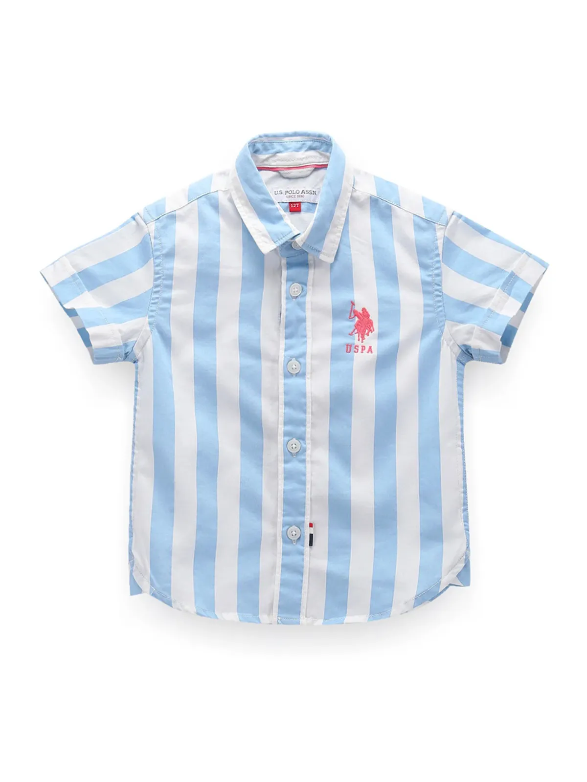 U S POLO ASSN sky blue stripe shirt in cotton