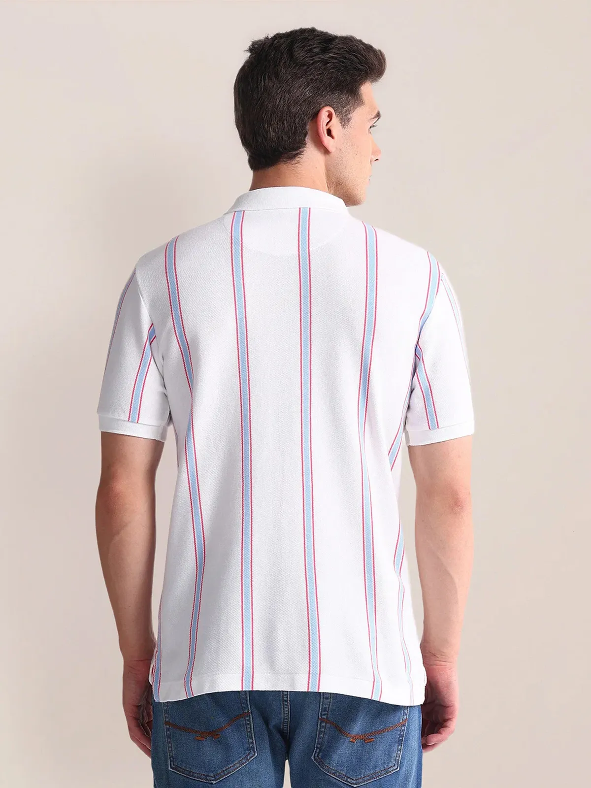 U S POLO ASSN stripe white casual t-shirt