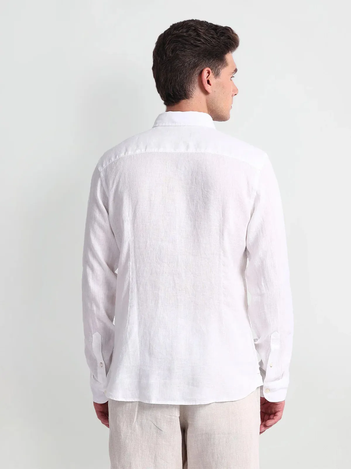 U S POLO ASSN white plain casual shirt