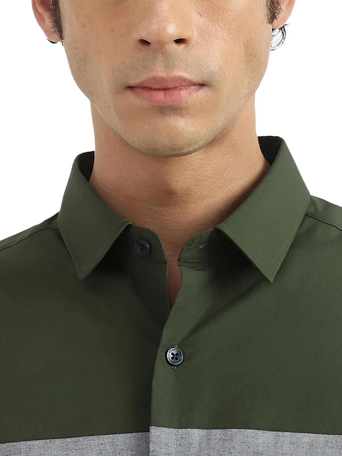 UCB cotton plain black and green casual shirt