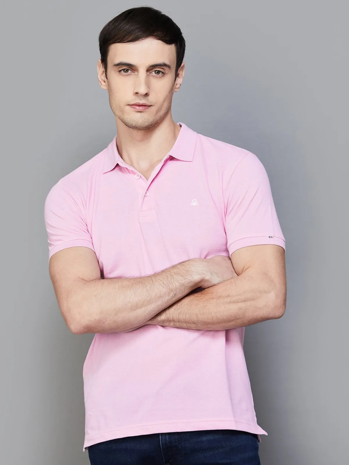 UCB cotton plain pink polo t-shirt