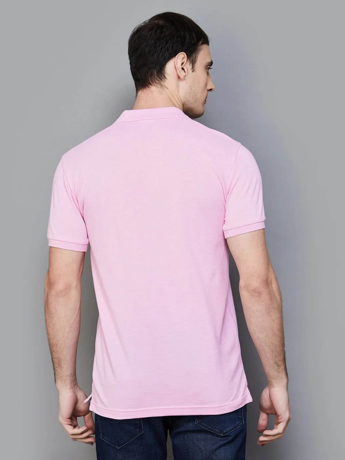 UCB cotton plain pink polo t-shirt