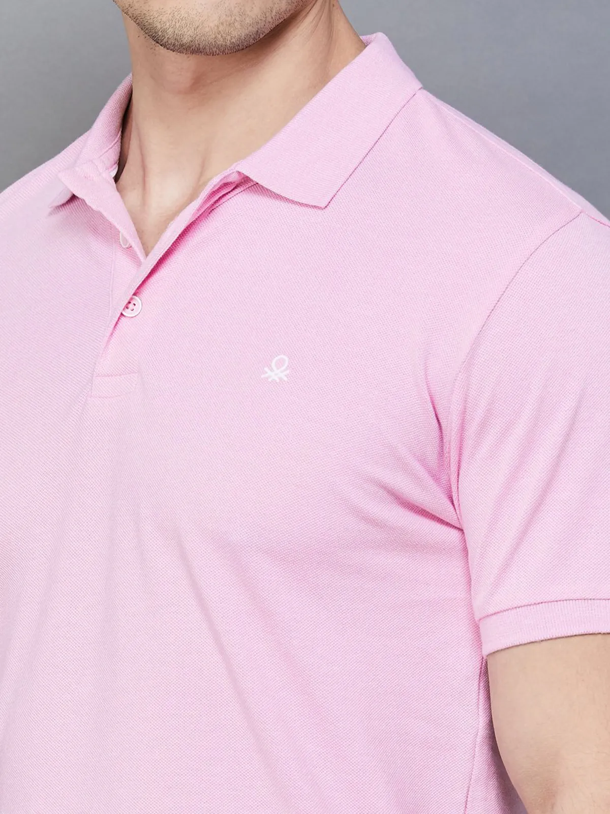 UCB cotton plain pink polo t-shirt