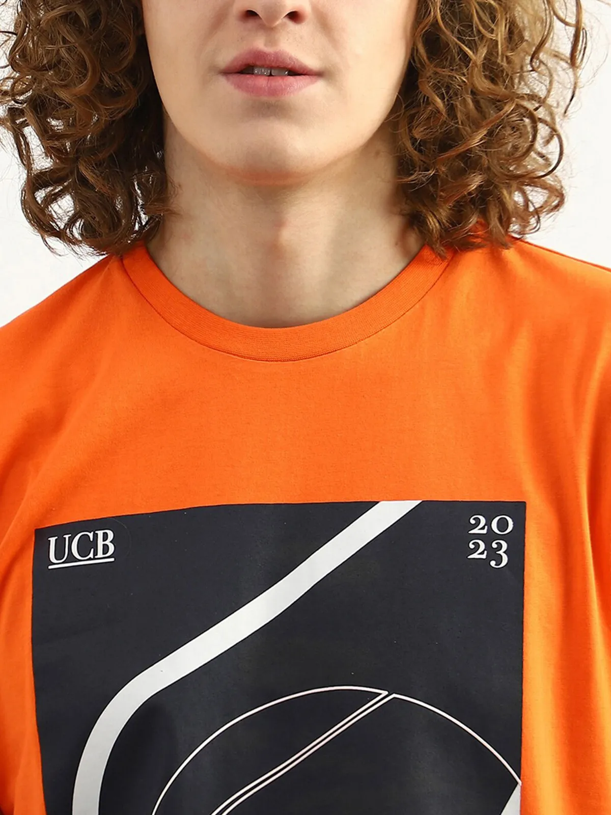 UCB orange printed cotton t shirt