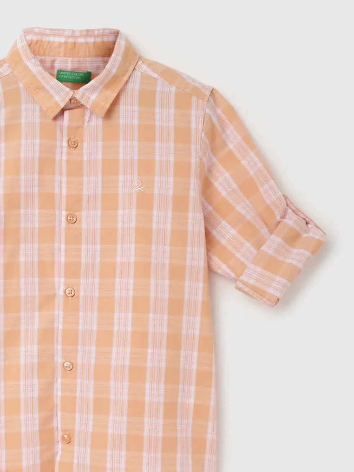 UCB peach cotton checks shirt
