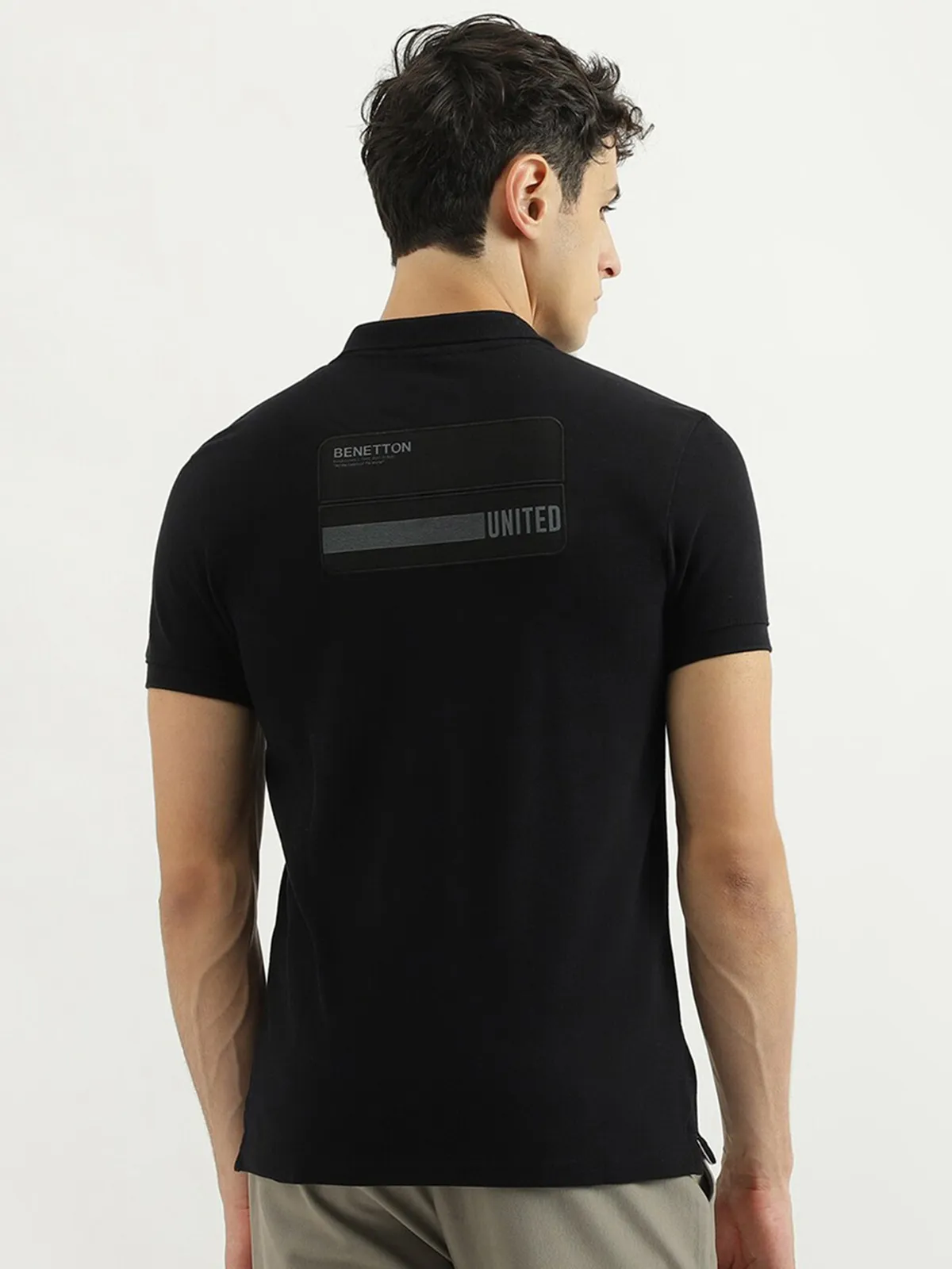 UCB plain black polo t shirt