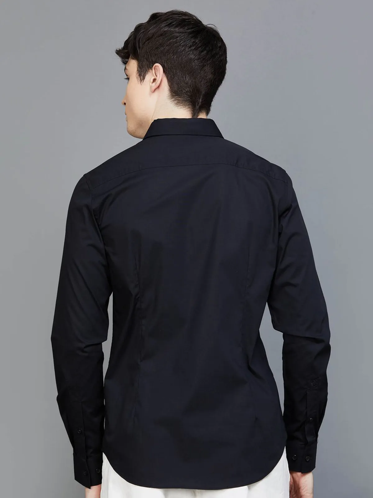 UCB plain cotton black casual shirt