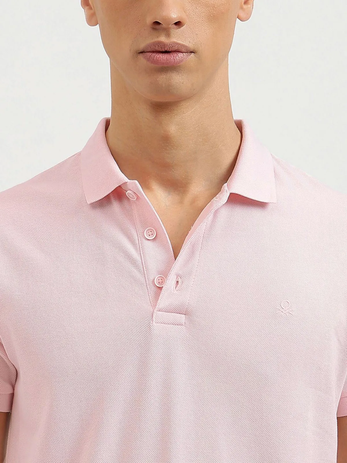 UCB plain pink cotton t-shirt with polo collar
