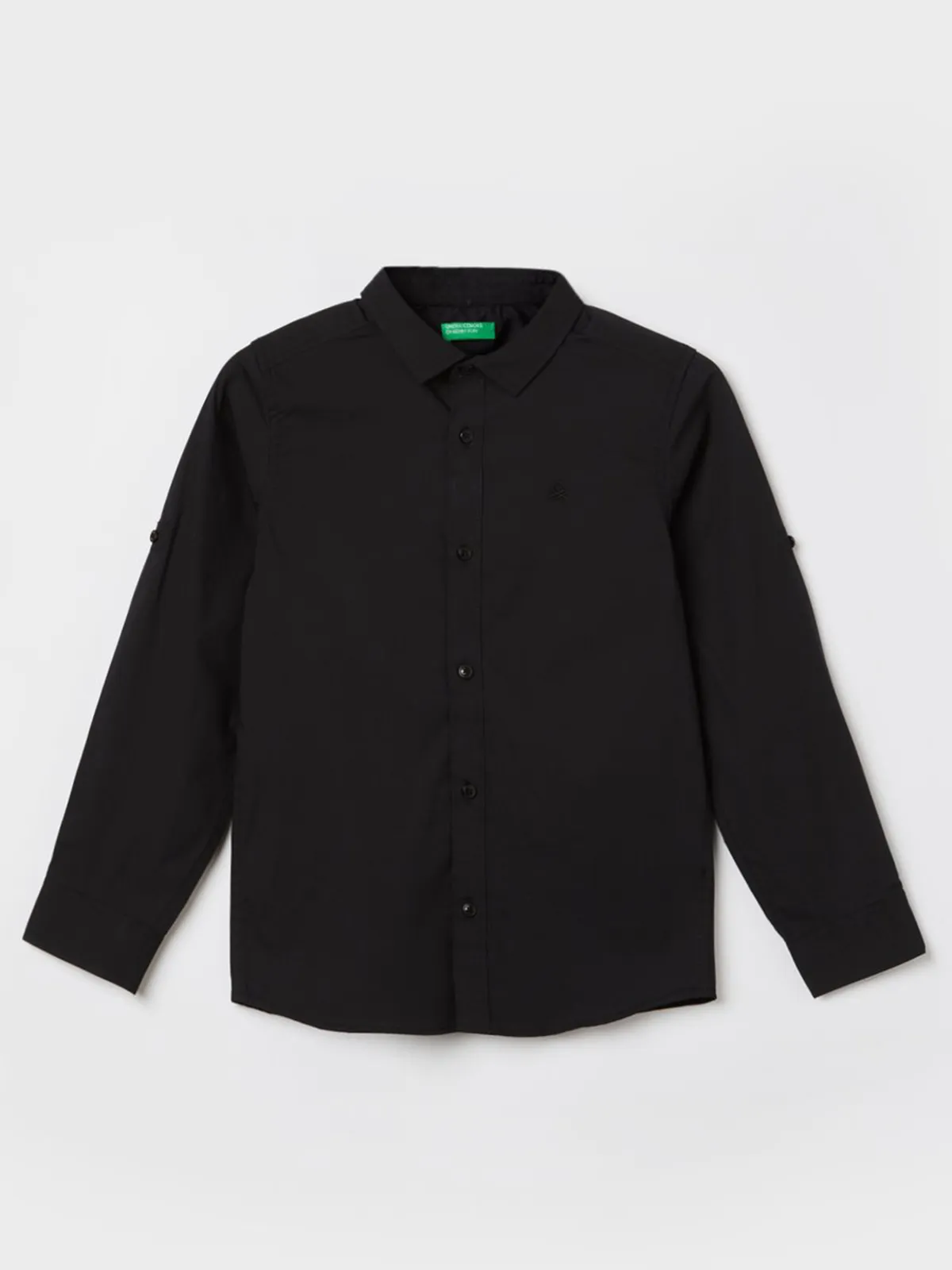UCB plain black cotton shirt with full sleeves