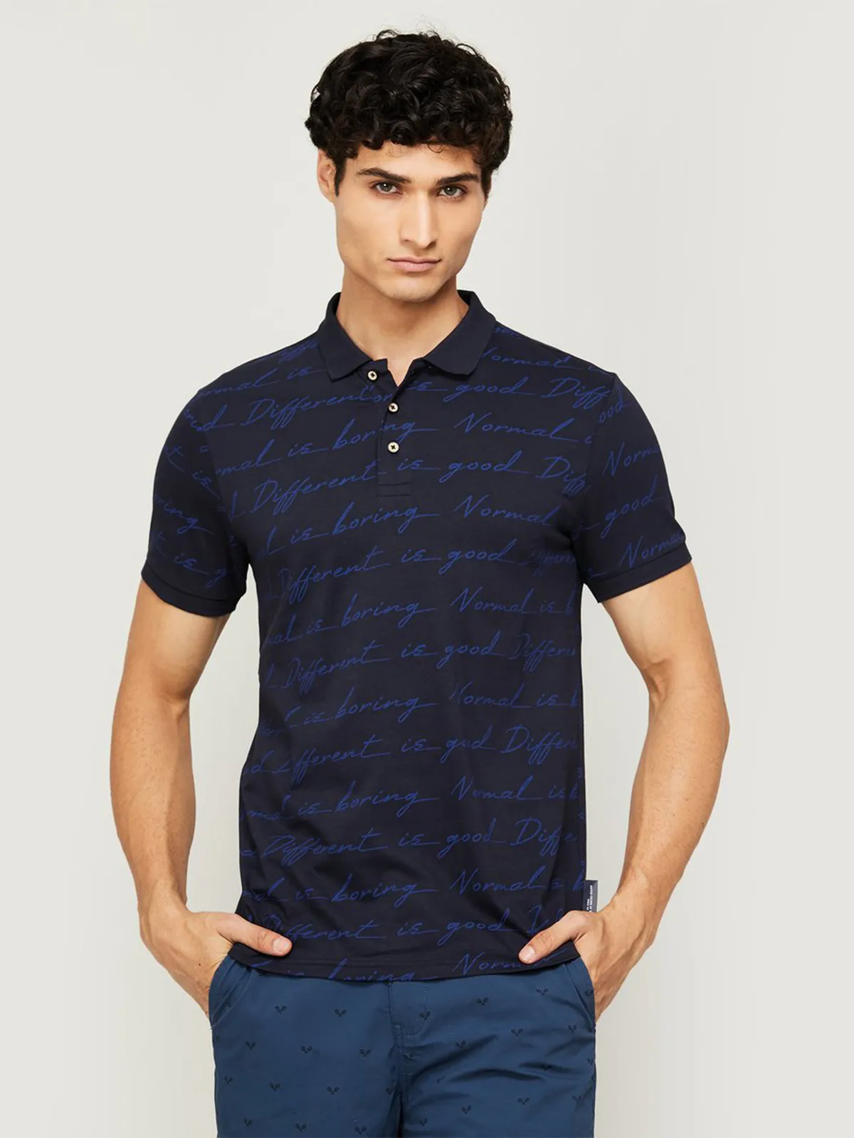 UCB printed cotton navy t shirt