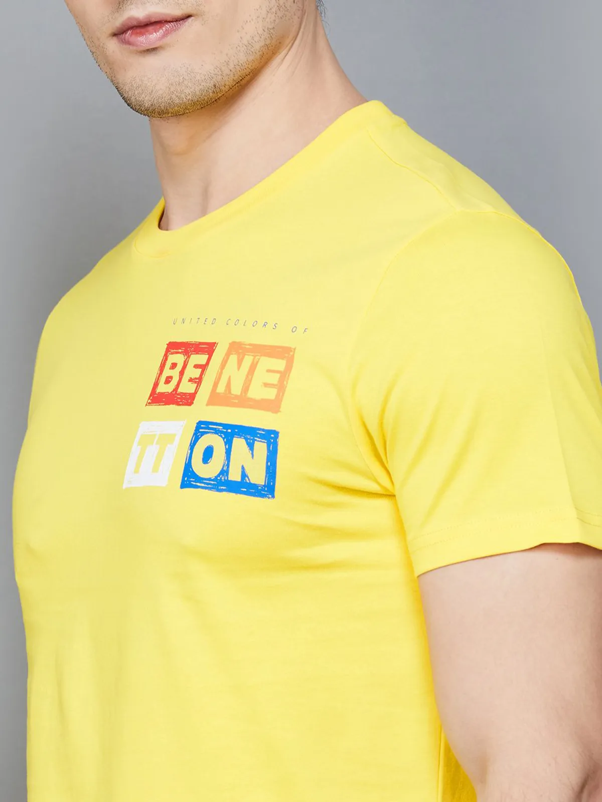 UCB printed cotton yellow t-shirt