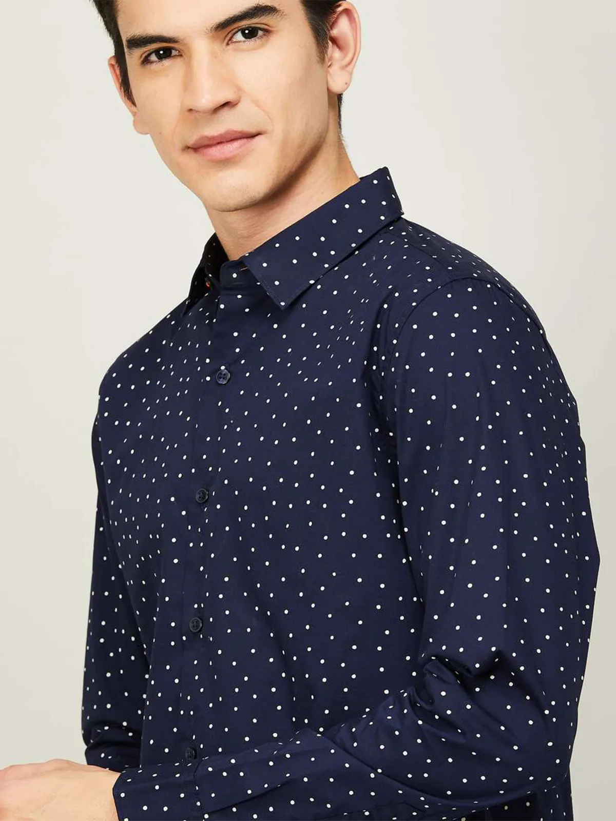 UCB printed navy men casual wear shirt