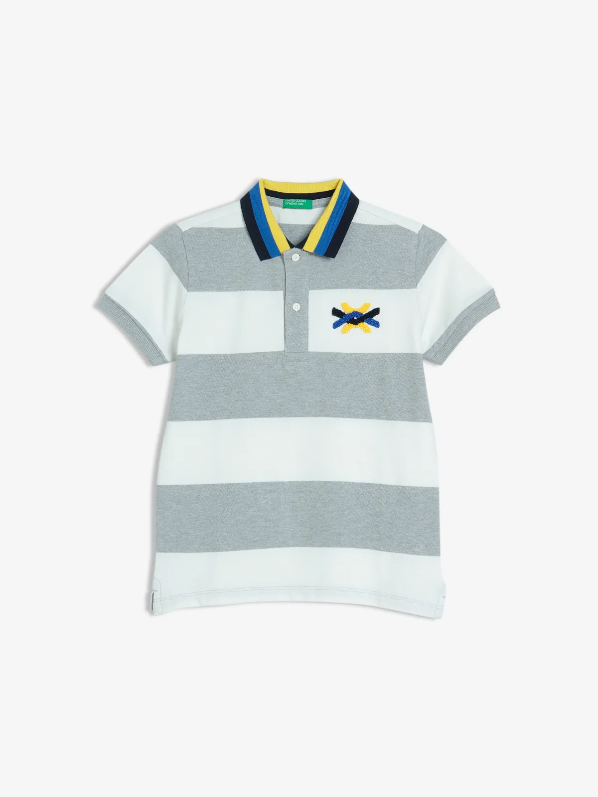 UCB white and grey stripe t shirt