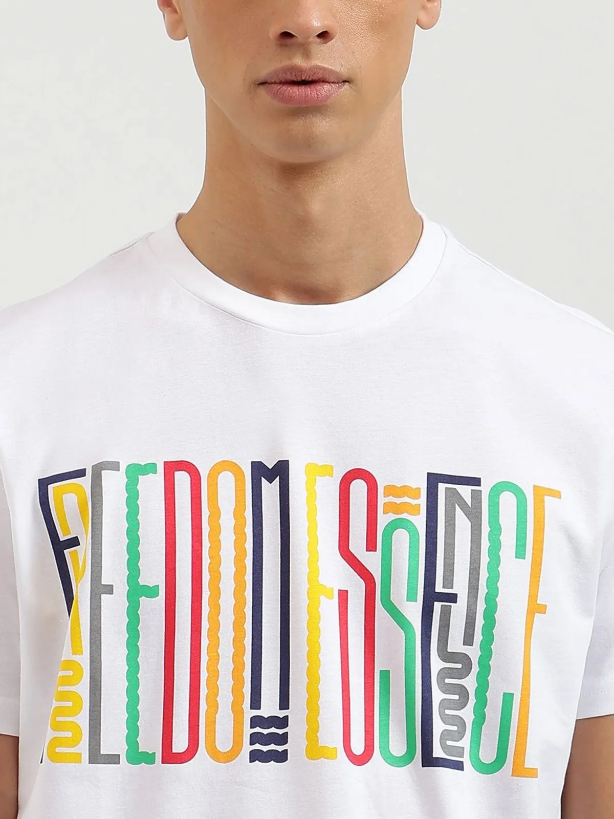 UCB white t-shirt in cotton fabric and printed pattern