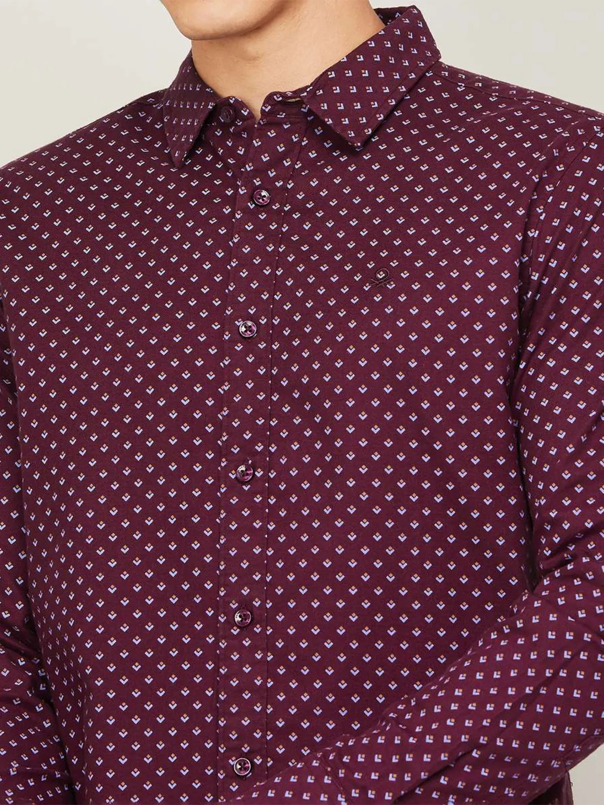 UCB wine shaded cotton casual shirt