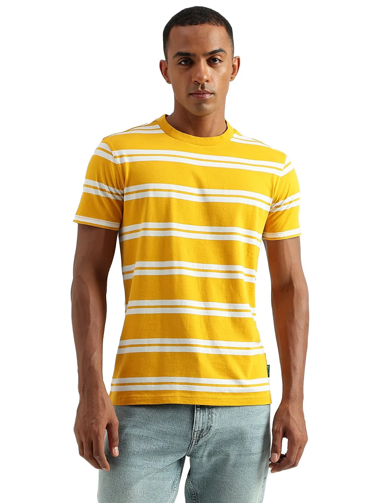 UCB yellow cotton round neck t shirt