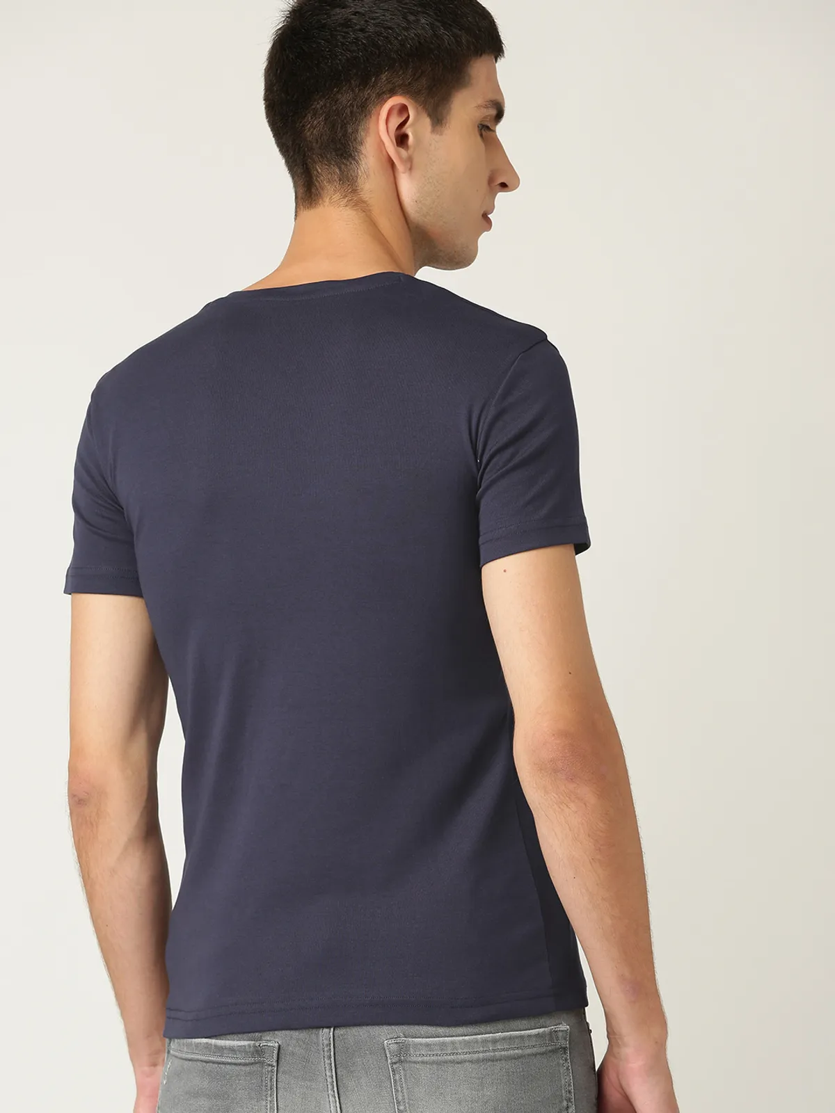 United Colors of Benetton solid v neck navy t-shirt