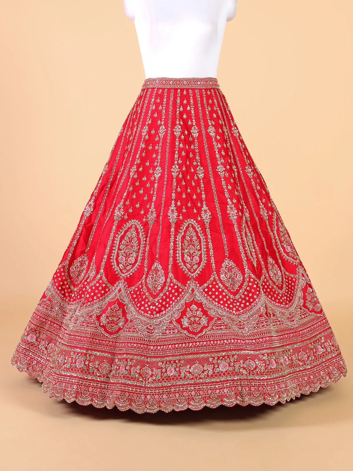Unstiched red georgette lehenga choli