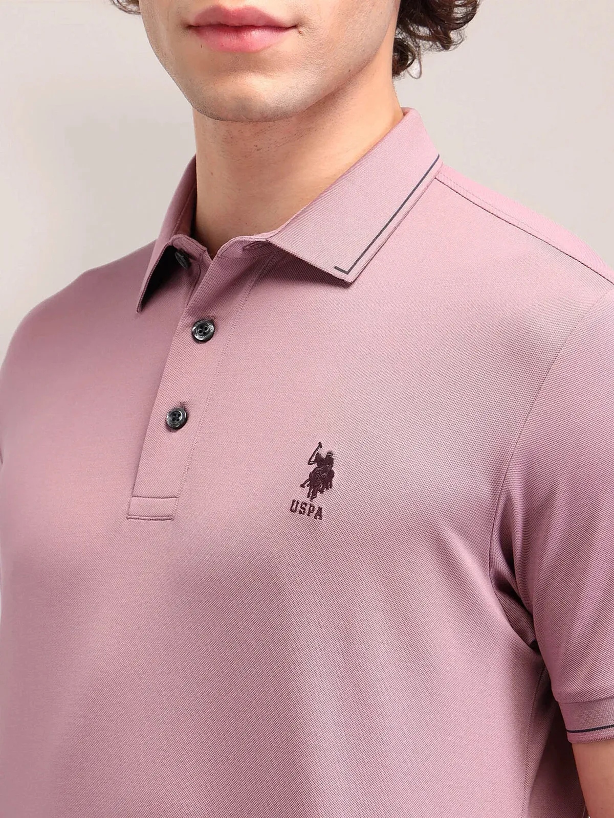 US POLO light pink plain polo t-shirt