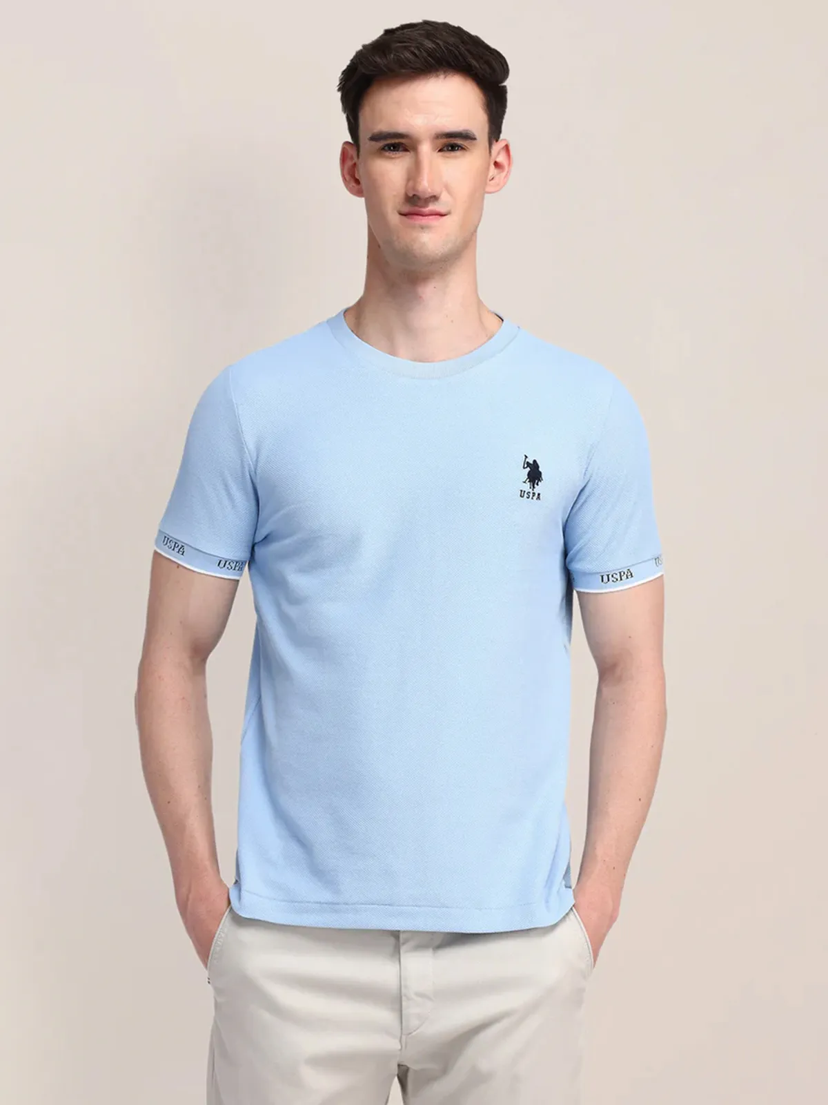 US POLO men light blue cotton t-shirt
