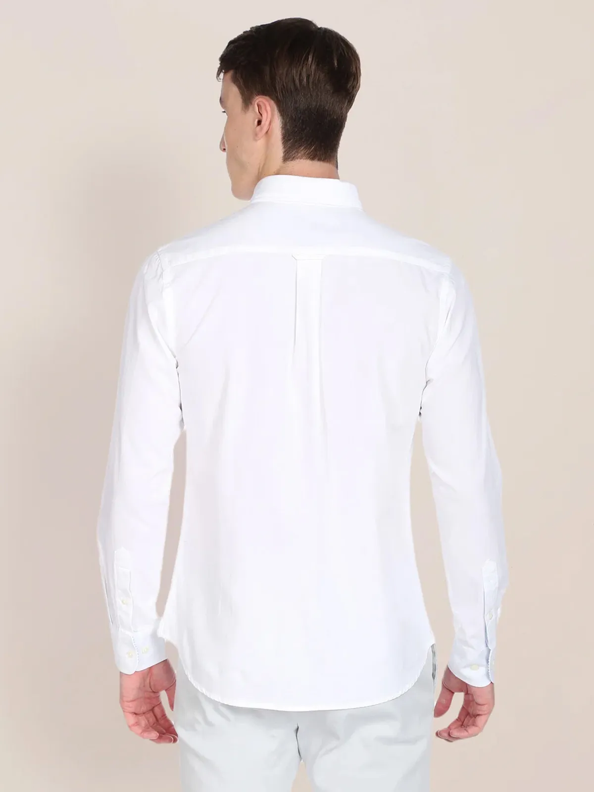 US POLO plain white casual wear mens shirt