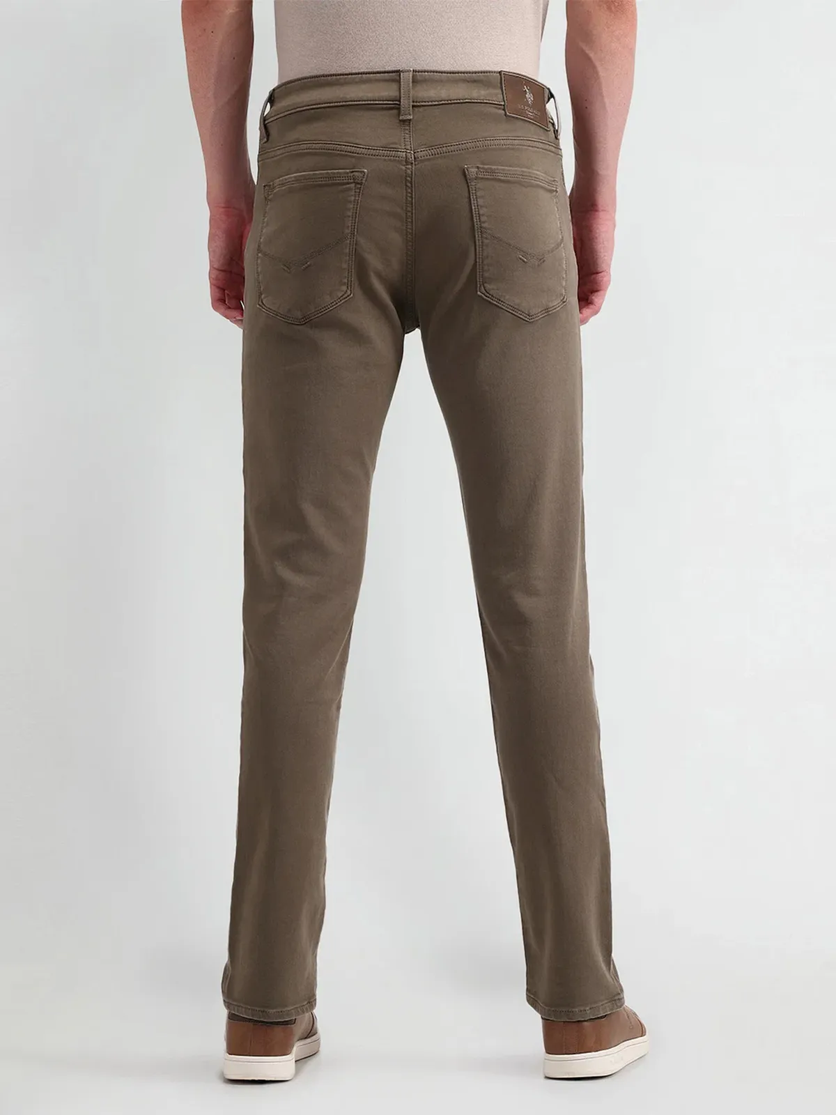 US POLO solid brown denim slim taper jeans