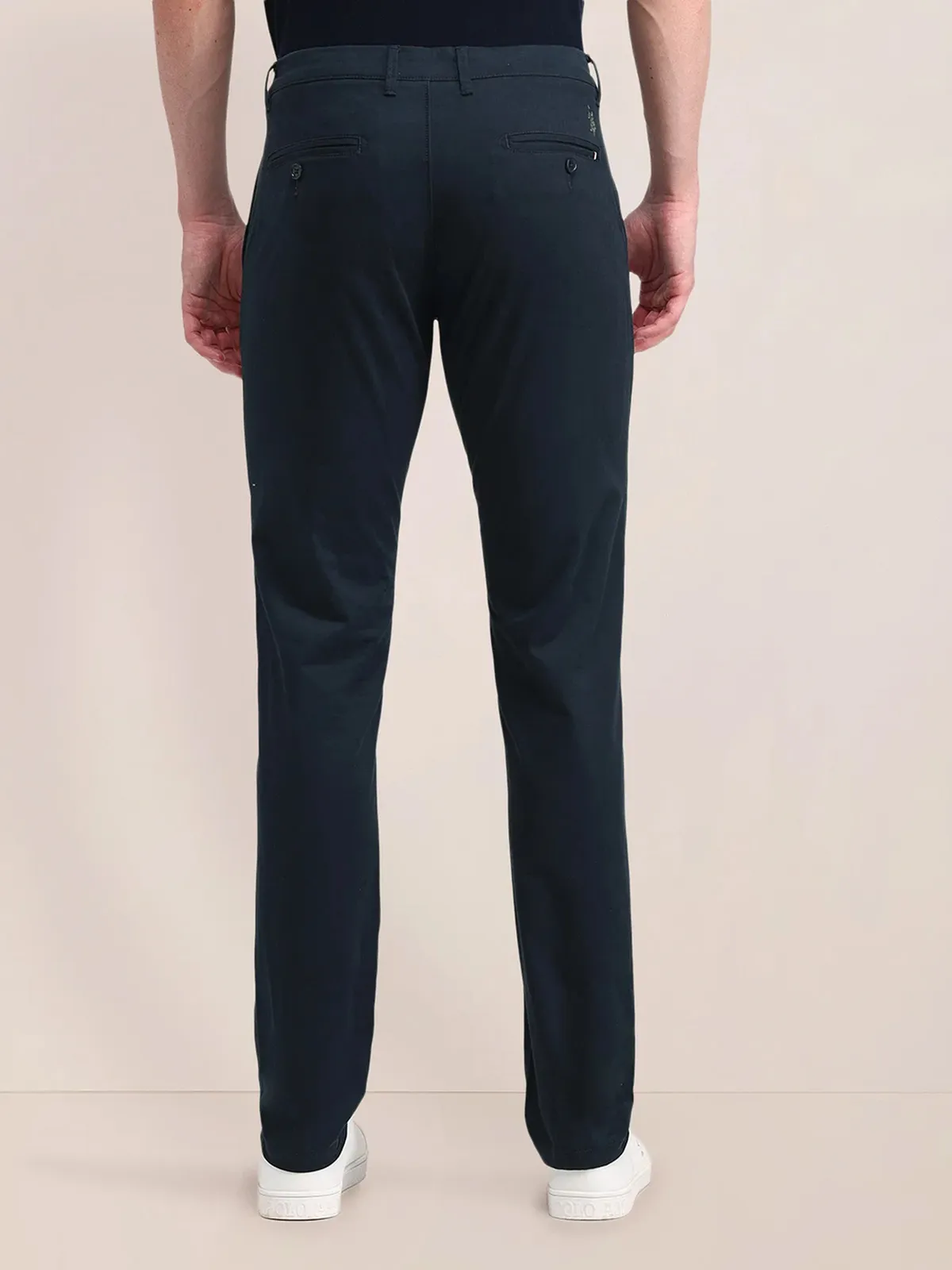 US POLO solid navy cotton trouser slim fit