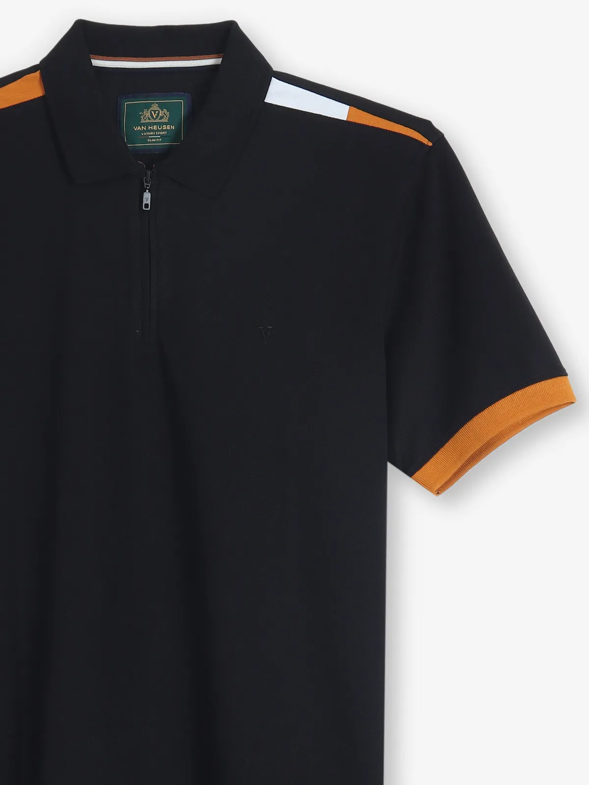 VAN HEUSEN black cotton polo t-shirt