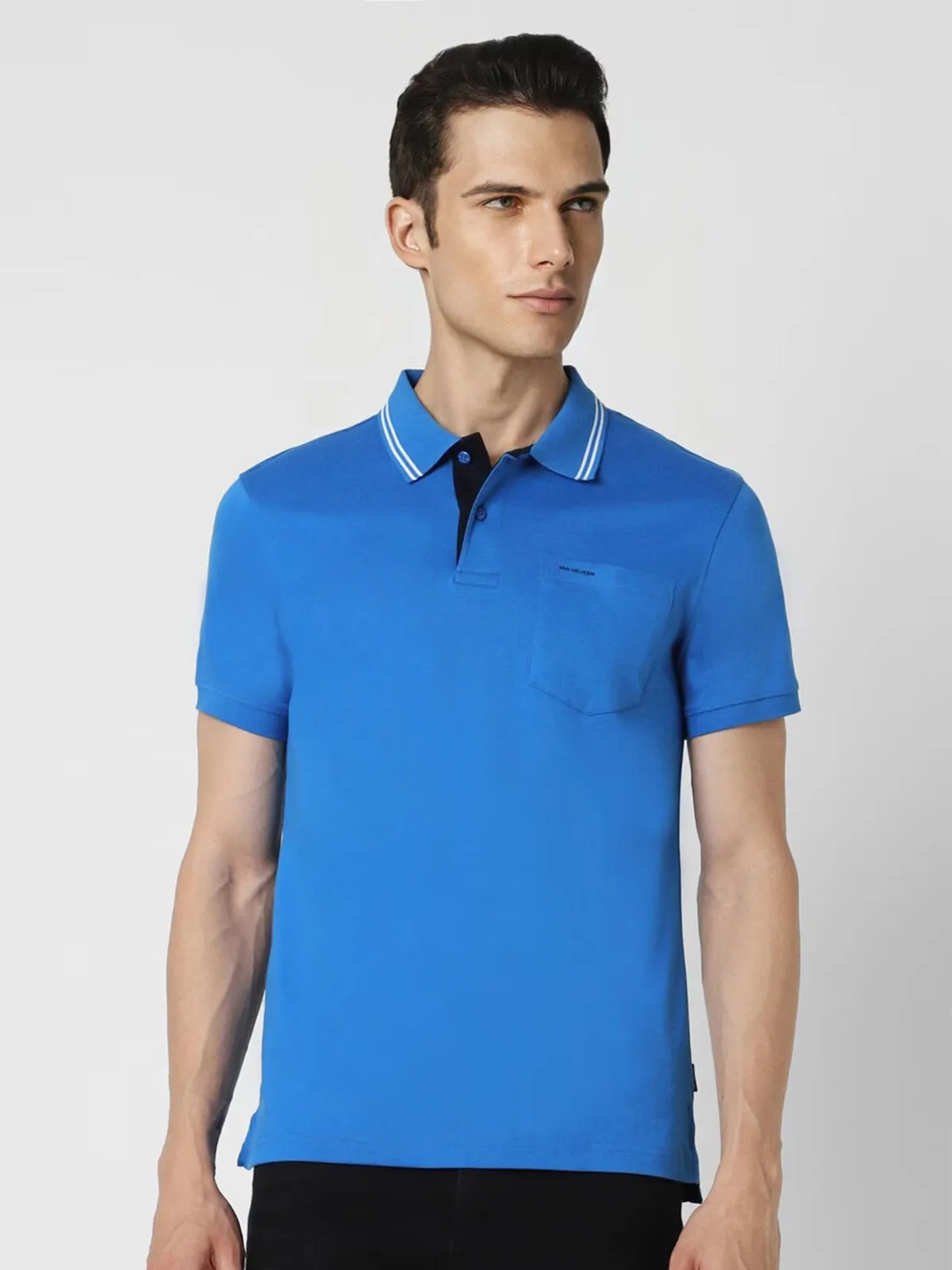 VAN HEUSEN blue plain cotton t-shirt