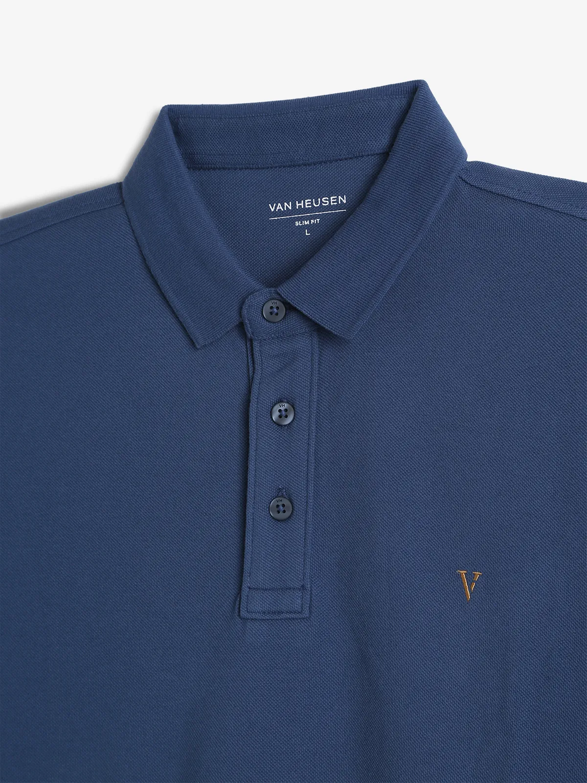 VAN HEUSEN blue plain slim fit t-shirt