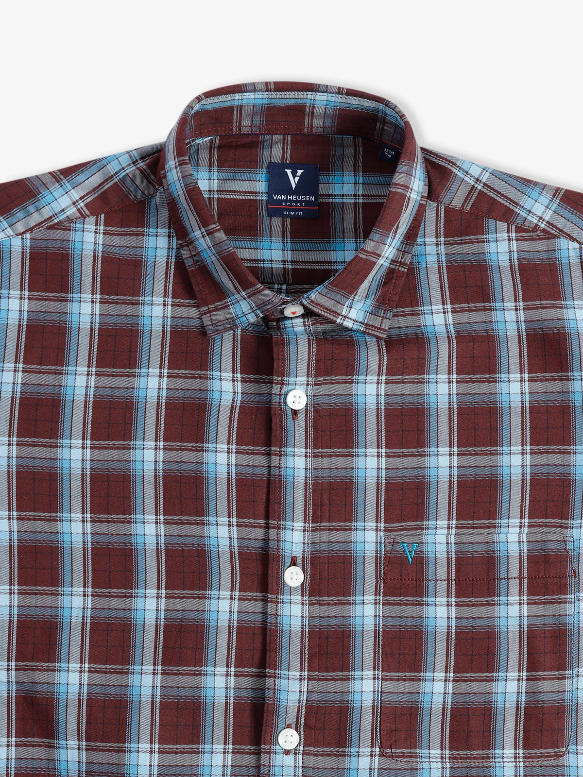 Van Heusen brown checks cotton shirt