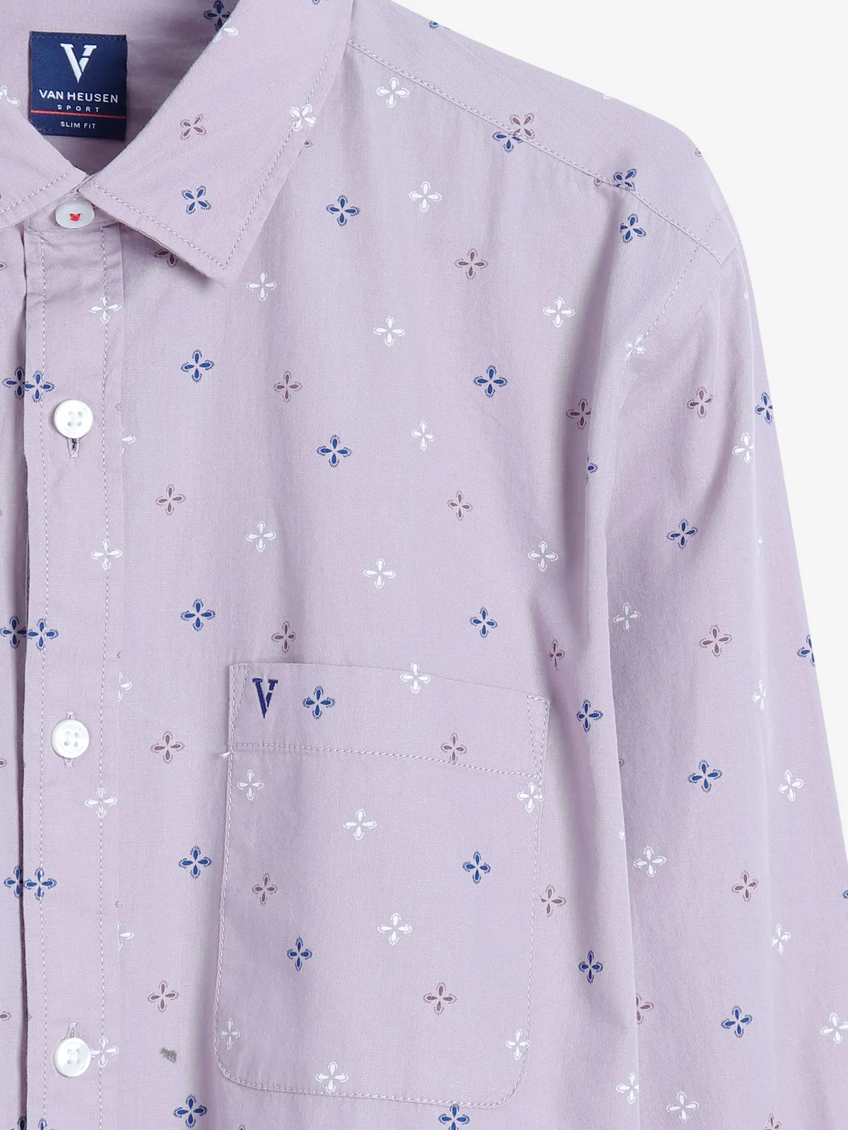 Van Heusen cotton printed light purple shirt