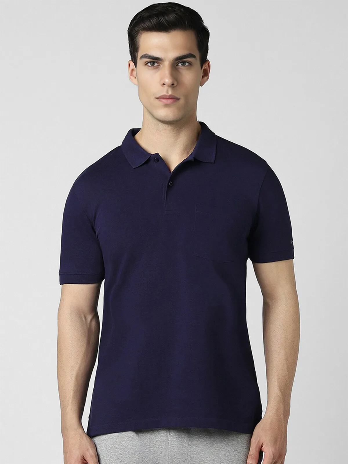 VAN HEUSEN navy plain polo t-shirt