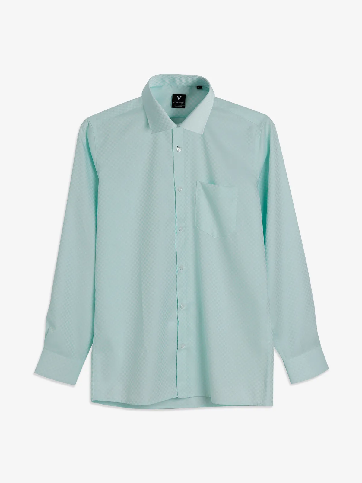 Van Heusen sea green textured cotton shirt