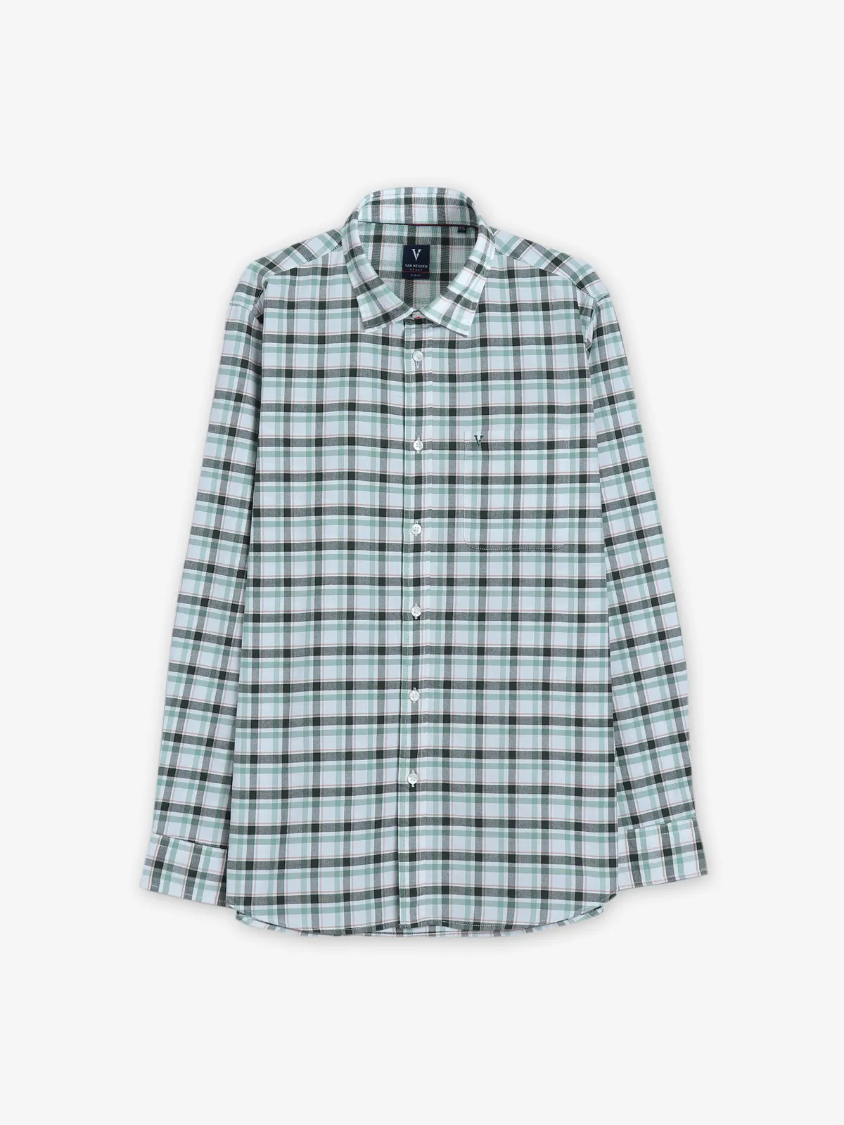 Van Heusen white and green checks shirt