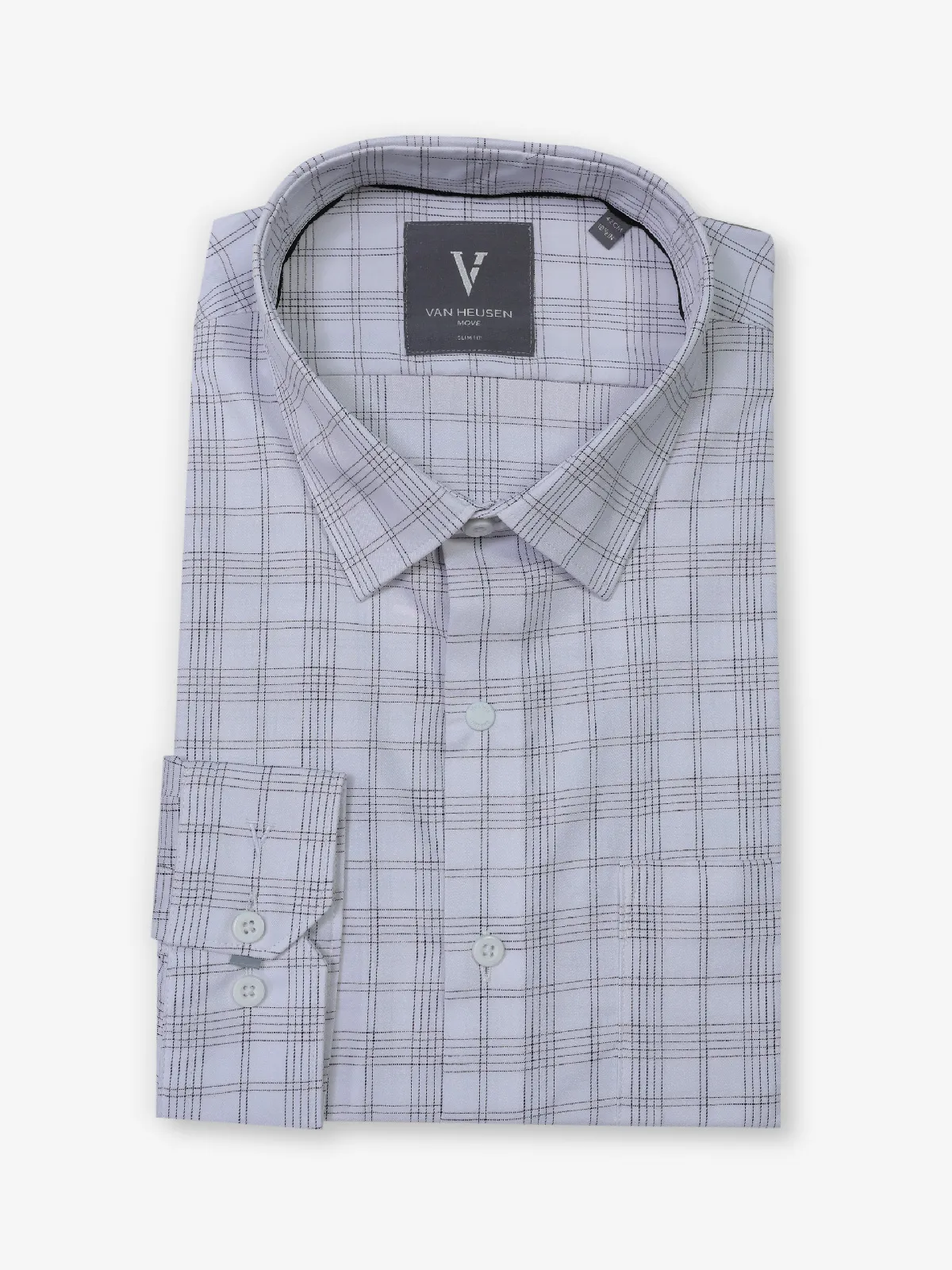 VAN HUESEN stylish white and black checks formal wear shirt
