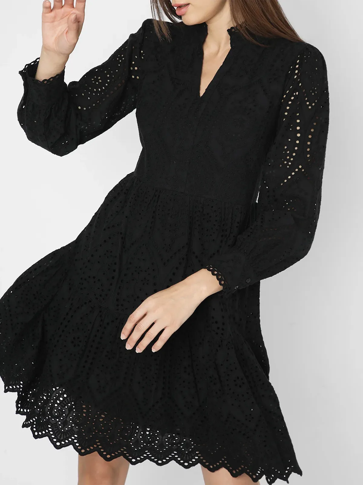 VERO MODA black cotton flare dress