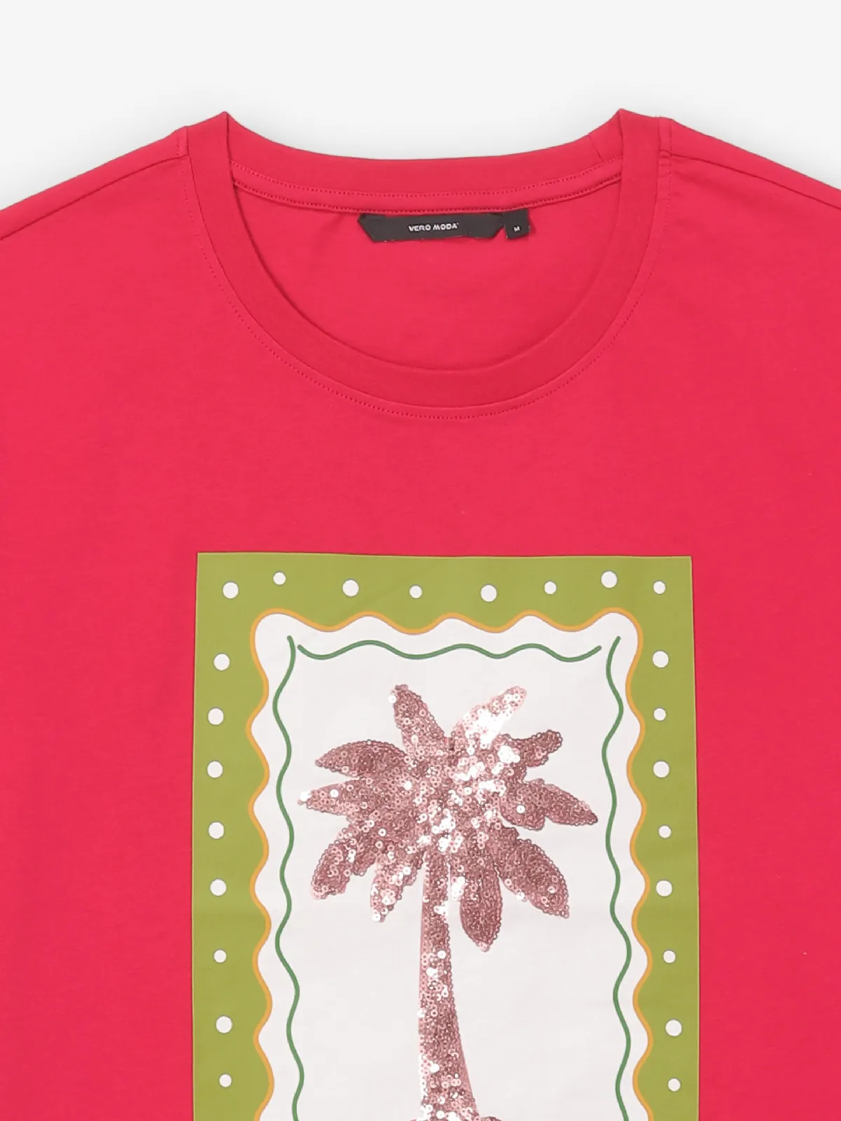 VERO MODA magenta printed cotton t-shirt