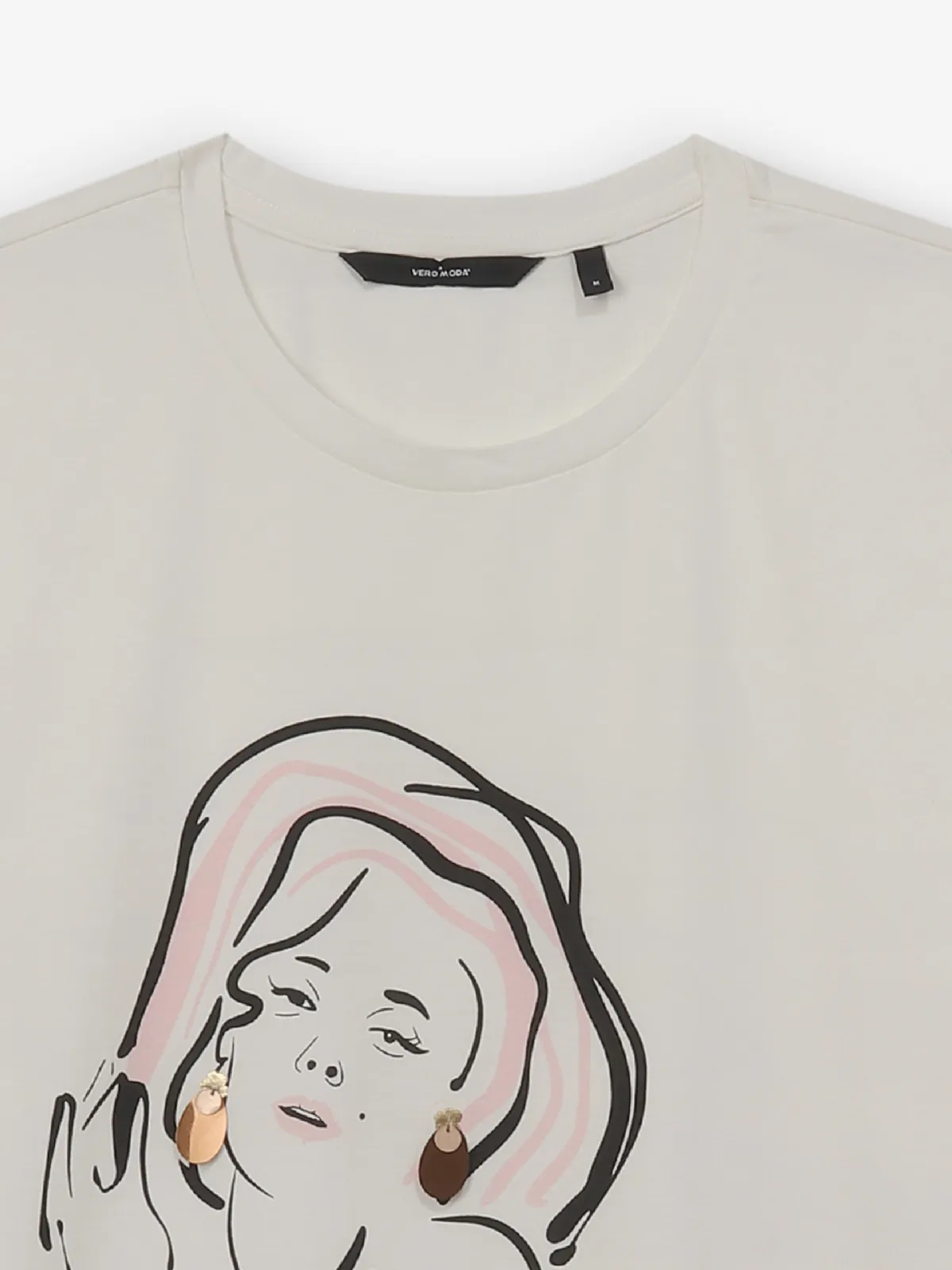 VERO MODA off white printed cotton t-shirt
