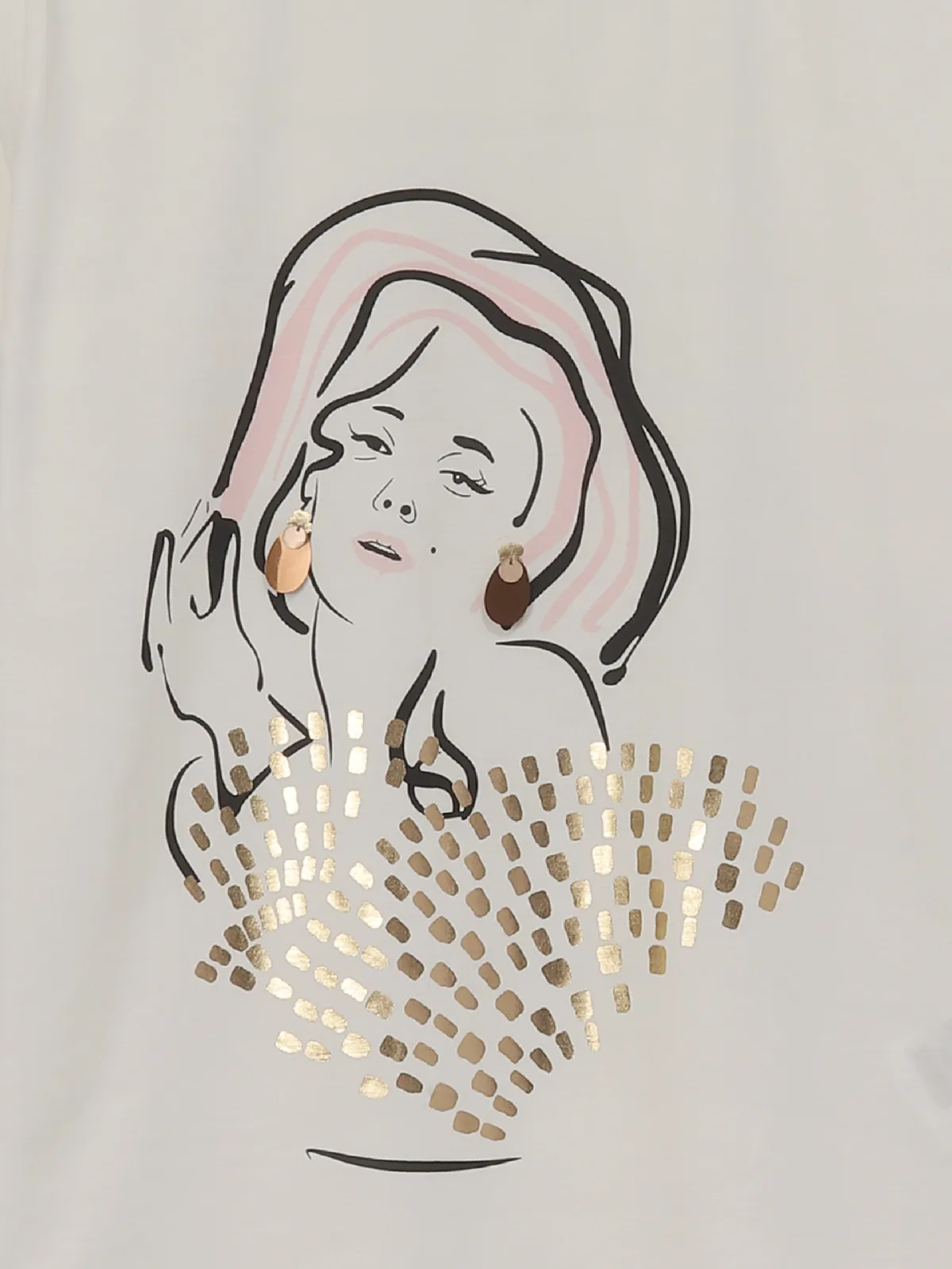 VERO MODA off white printed cotton t-shirt