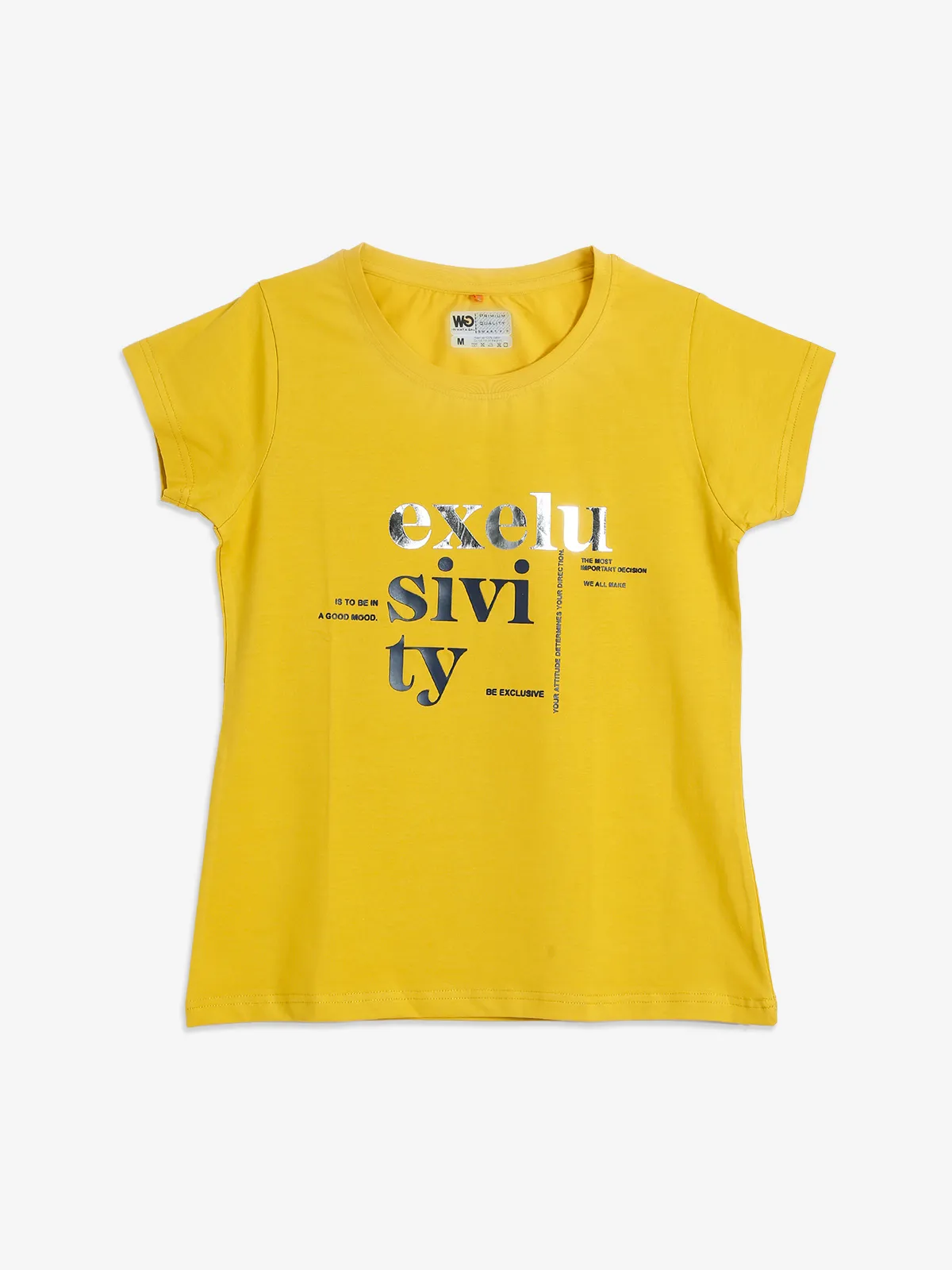 Wat a Gal dark yellow printed cotton t shirt